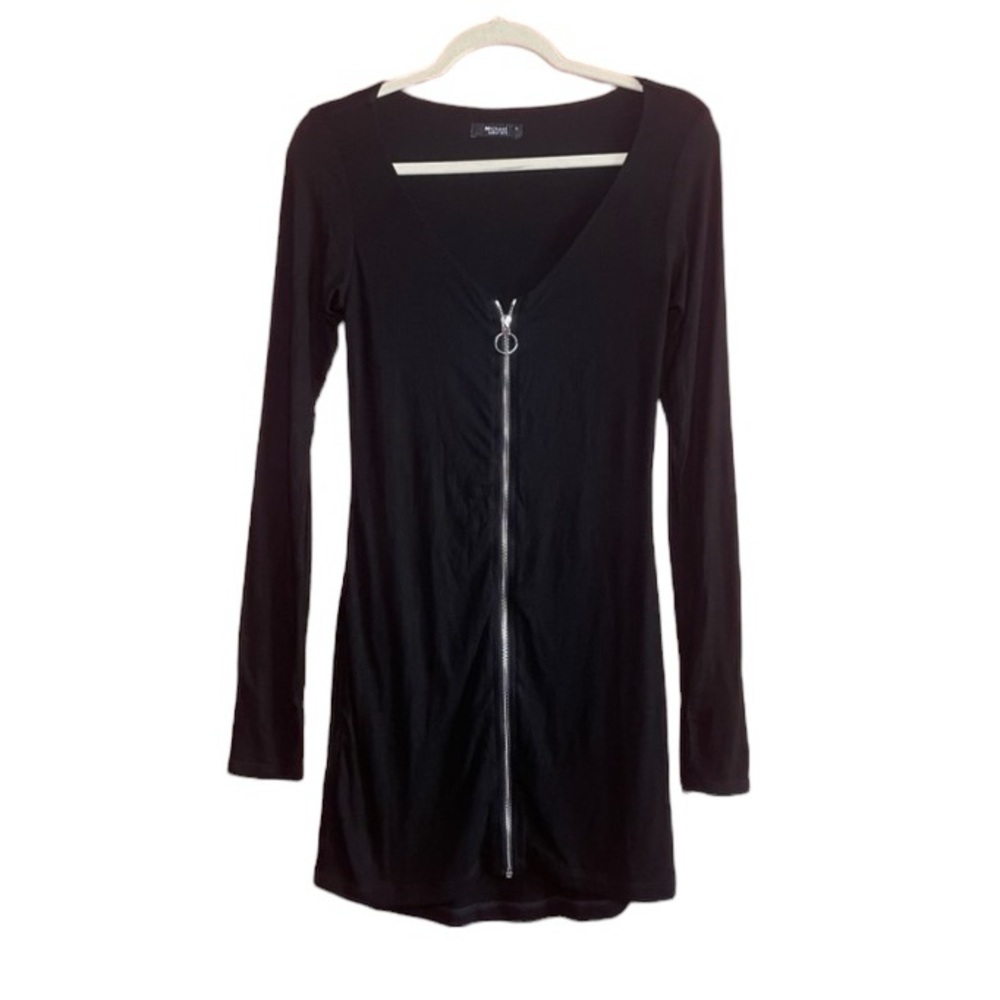 Michael Lauren Full Zip Long Sleeve Dress in Black Size Small NWT